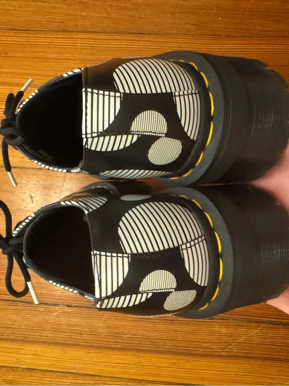 Dr. Martens Black & White Polka Dot Platform Loafers Size 7